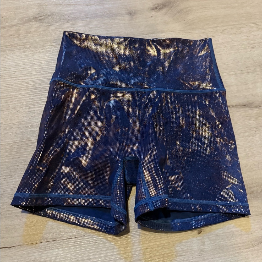Aerie Athletic Blue and Gold High-Waisted Shorts